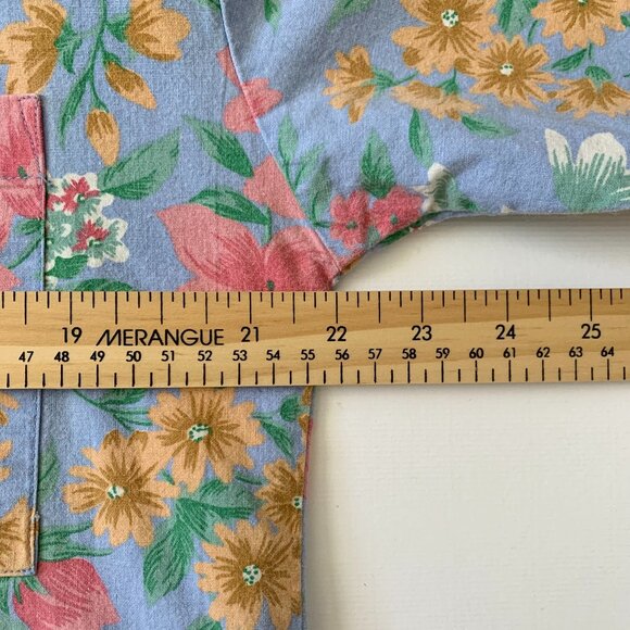 Vintage Cabin Creek Floral Collar Button Up Short Sleeve Shirt Prep Coastal Boho - Picture 9 of 15
